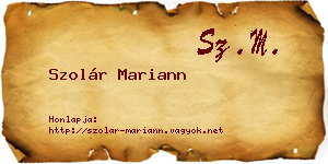 Szolár Mariann névjegykártya