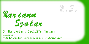 mariann szolar business card